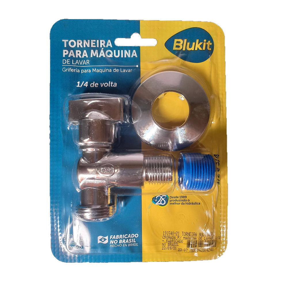 Torneira Registro Máquina Lavar Roupa e Louça 1/4 de Volta ABS Cromado Blukit