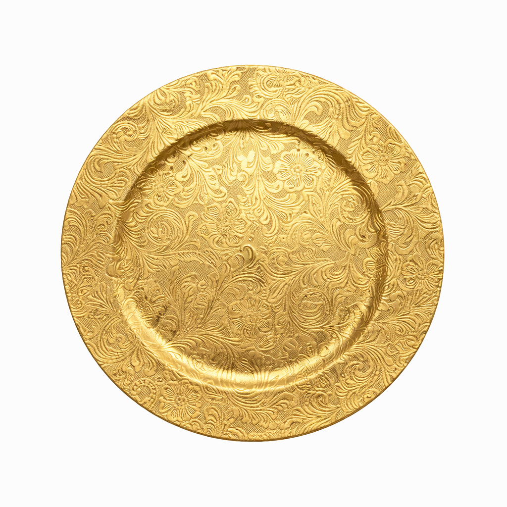 Acrylic Charger Plate- Gold Flowery