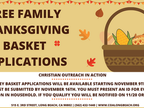 Applications for Thanksgiving Turkey Blessing Baskets Start Monday, November 9th, 2020!