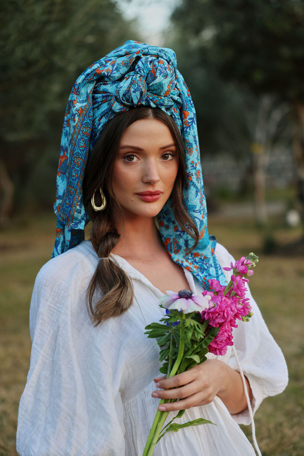 מטפחת צעיף לוטוס כחול