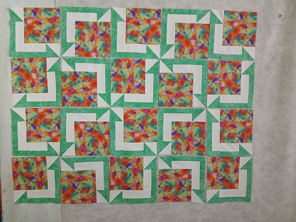 Tutorial for Robin's squash, crumb quilt laid out, tart shells made