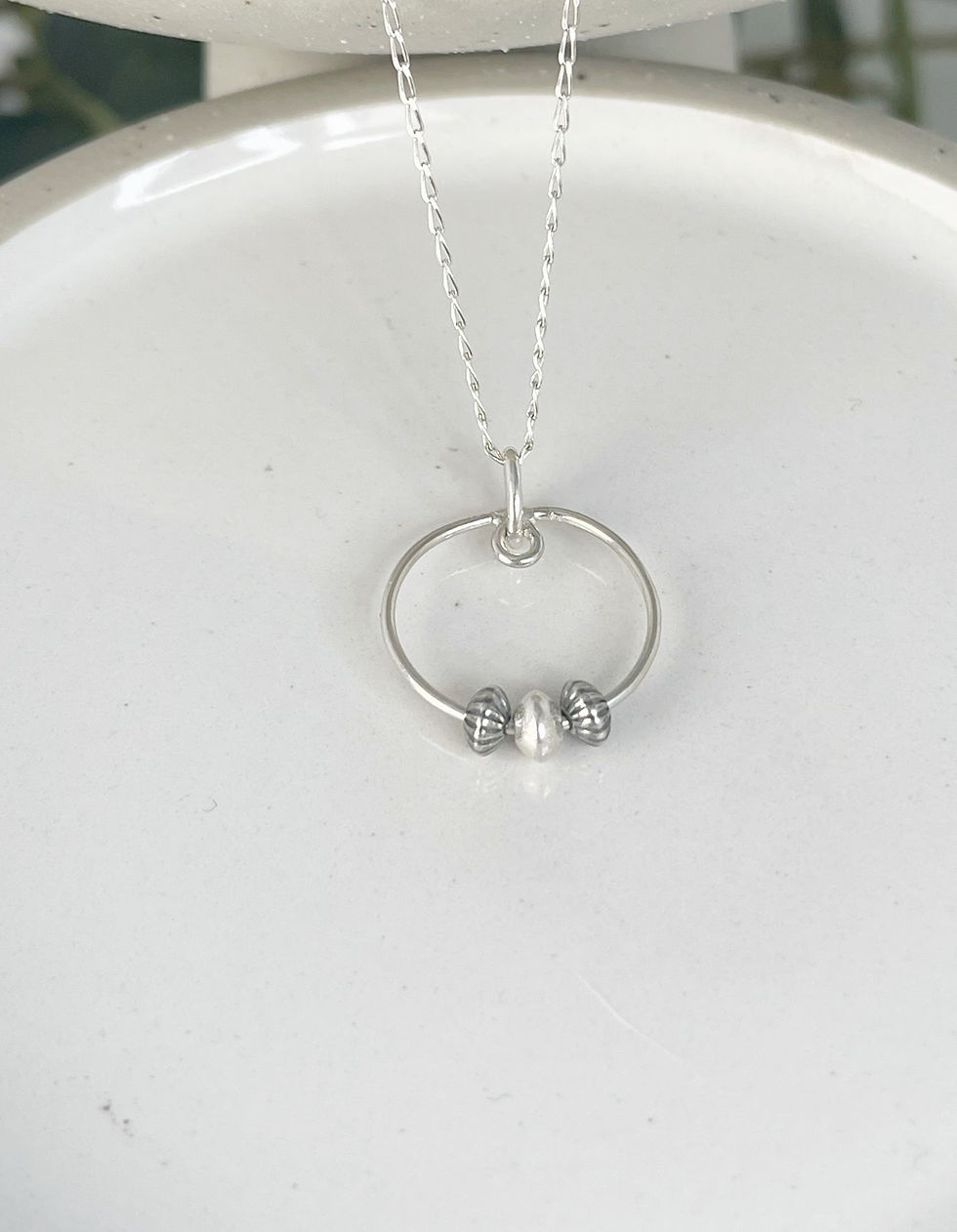 Thumbnail: sterling silver triple bead pendant