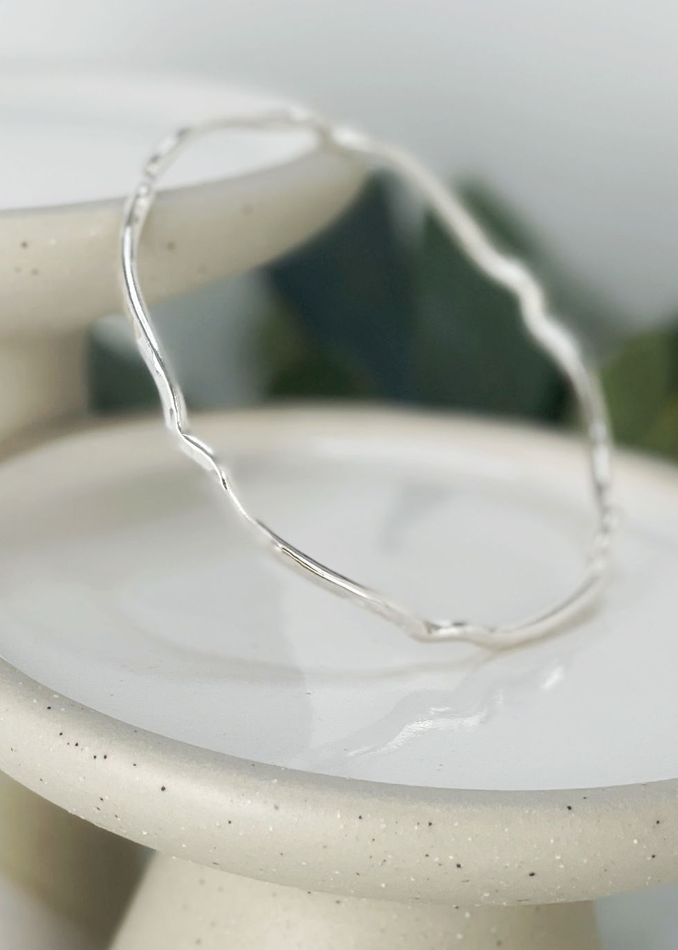 Thumbnail: solid sterling silver fancy design textured bangle 