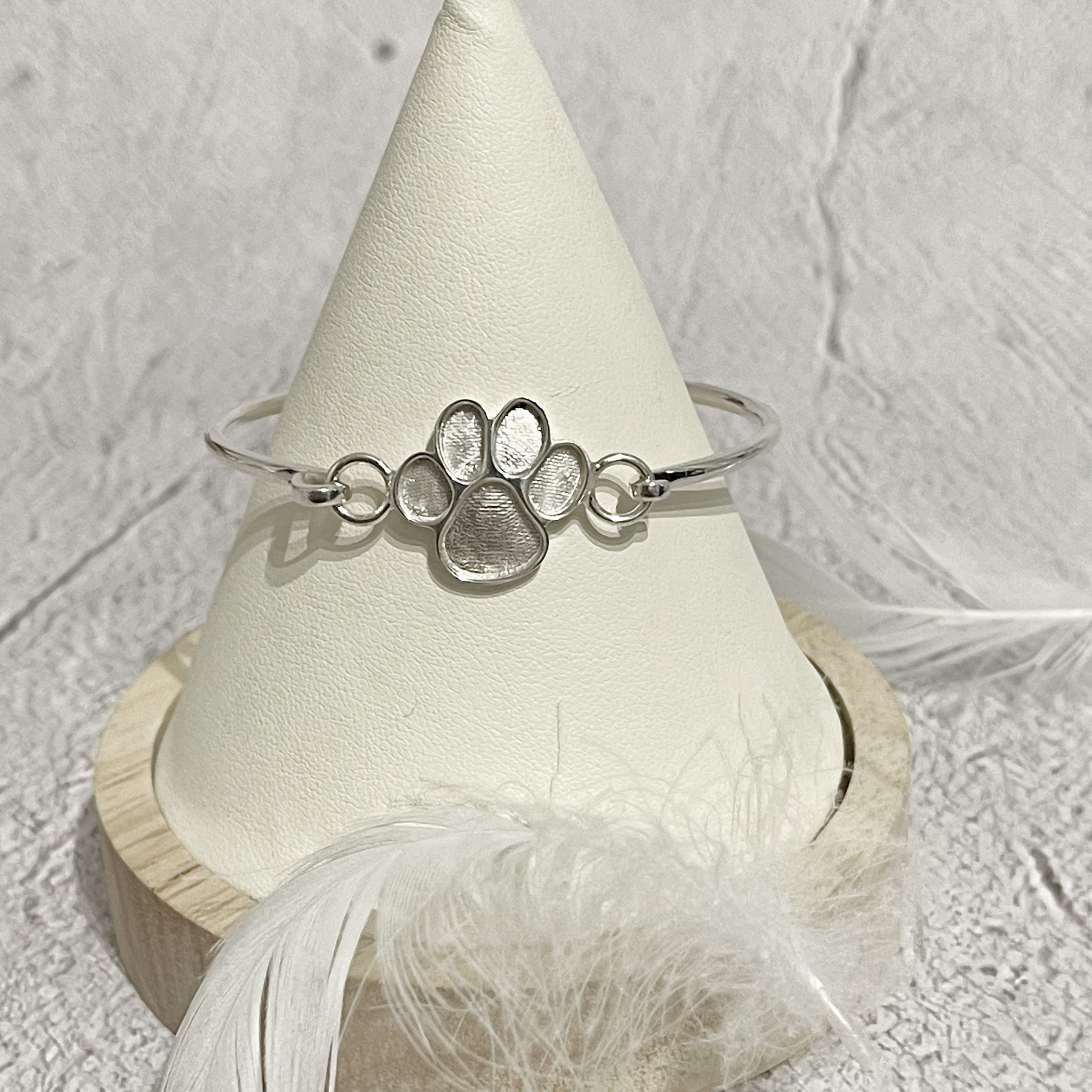Memorial Pawprint Hinged Bangle 
