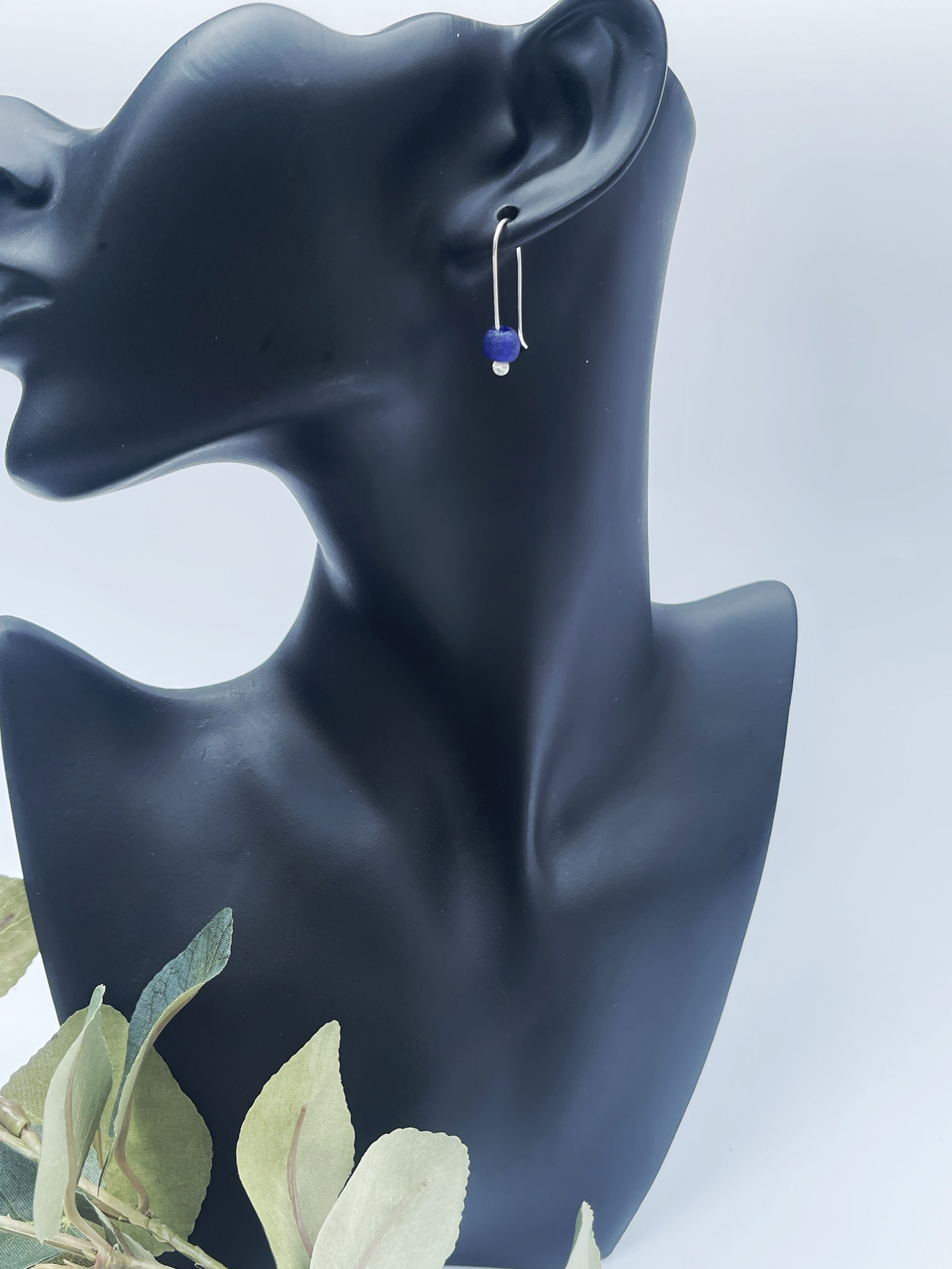 sterling silver genuine bottle bead drop earrings