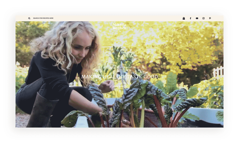 Mikaela Reuben's website header made it one of the best website designs of 2023.