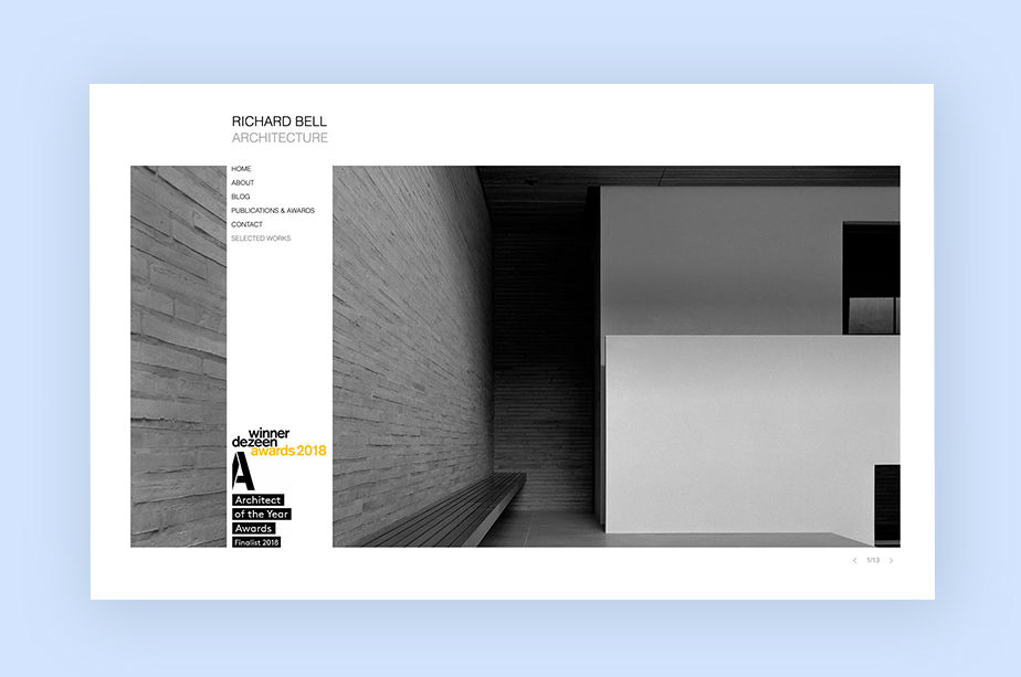 architecture portfolio websites example by Richard Bell