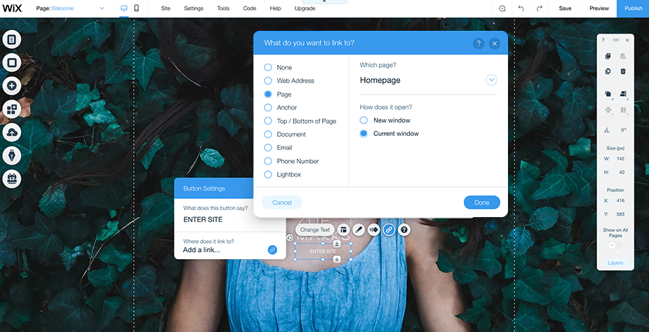 how to add a splash page with Wix