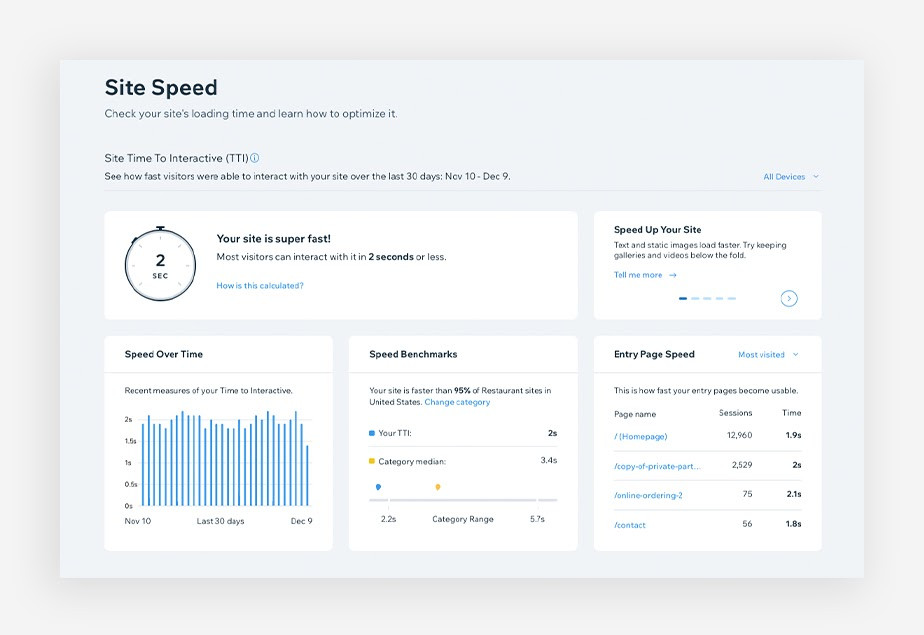 website launch checklist screen shot of checking site speed