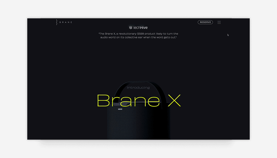 coming soon landing page example for brane audio studio 