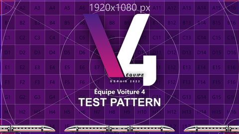 Un test pattern smode de toute beauté, qui s'adapte à toutes les résolutions et qui a un petit train qui roule