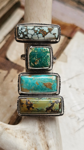 King Manassa Turquoise Folded Bezel Ringsz 6 1/2 | derynmentock