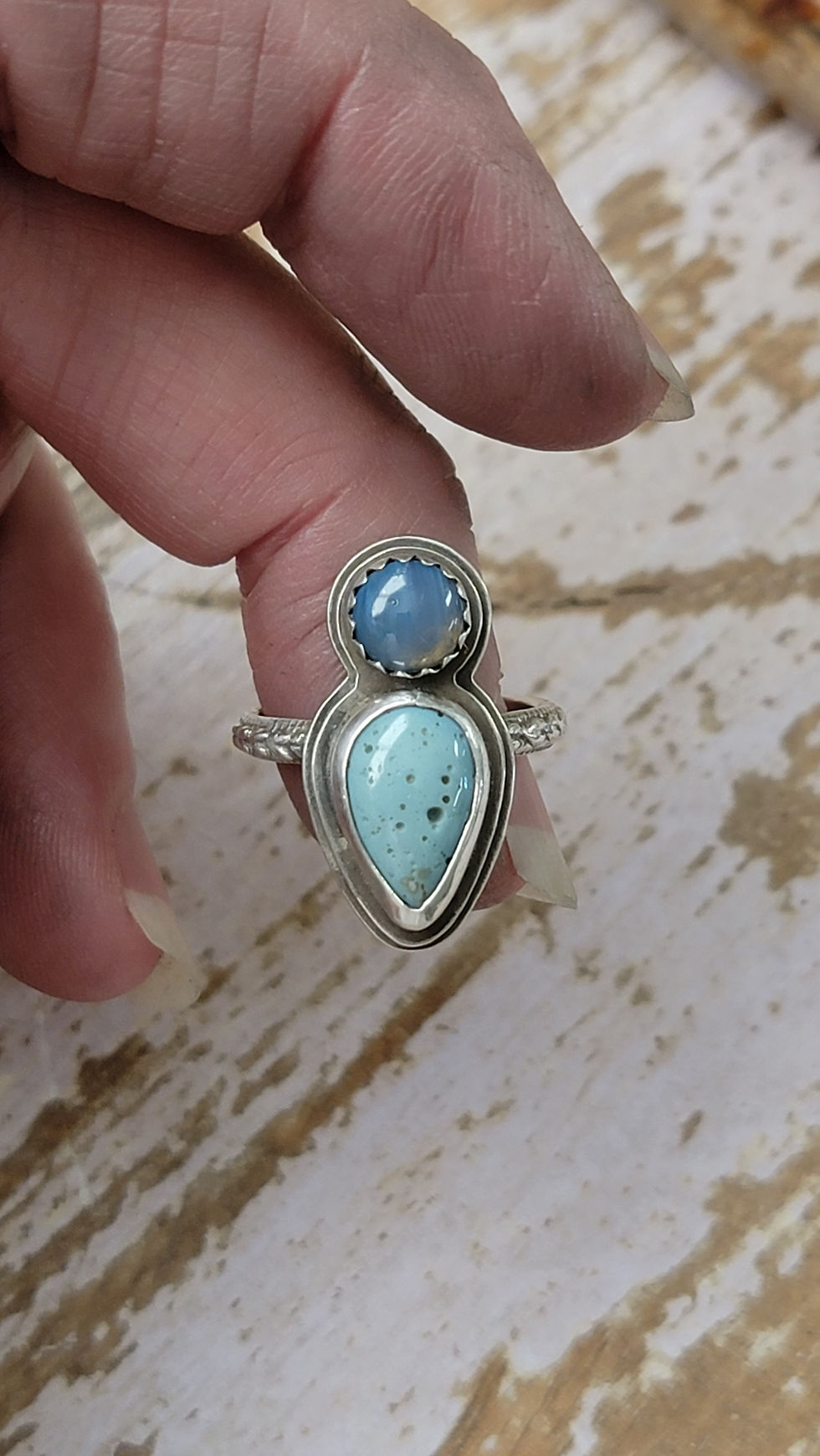 Thumbnail: Fairy Gem Leland Blue Two Stone Ring