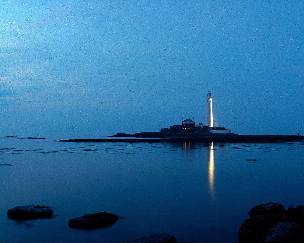 Thumbnail: Lighthouse At Dawn Photographic Print With Textured Finish