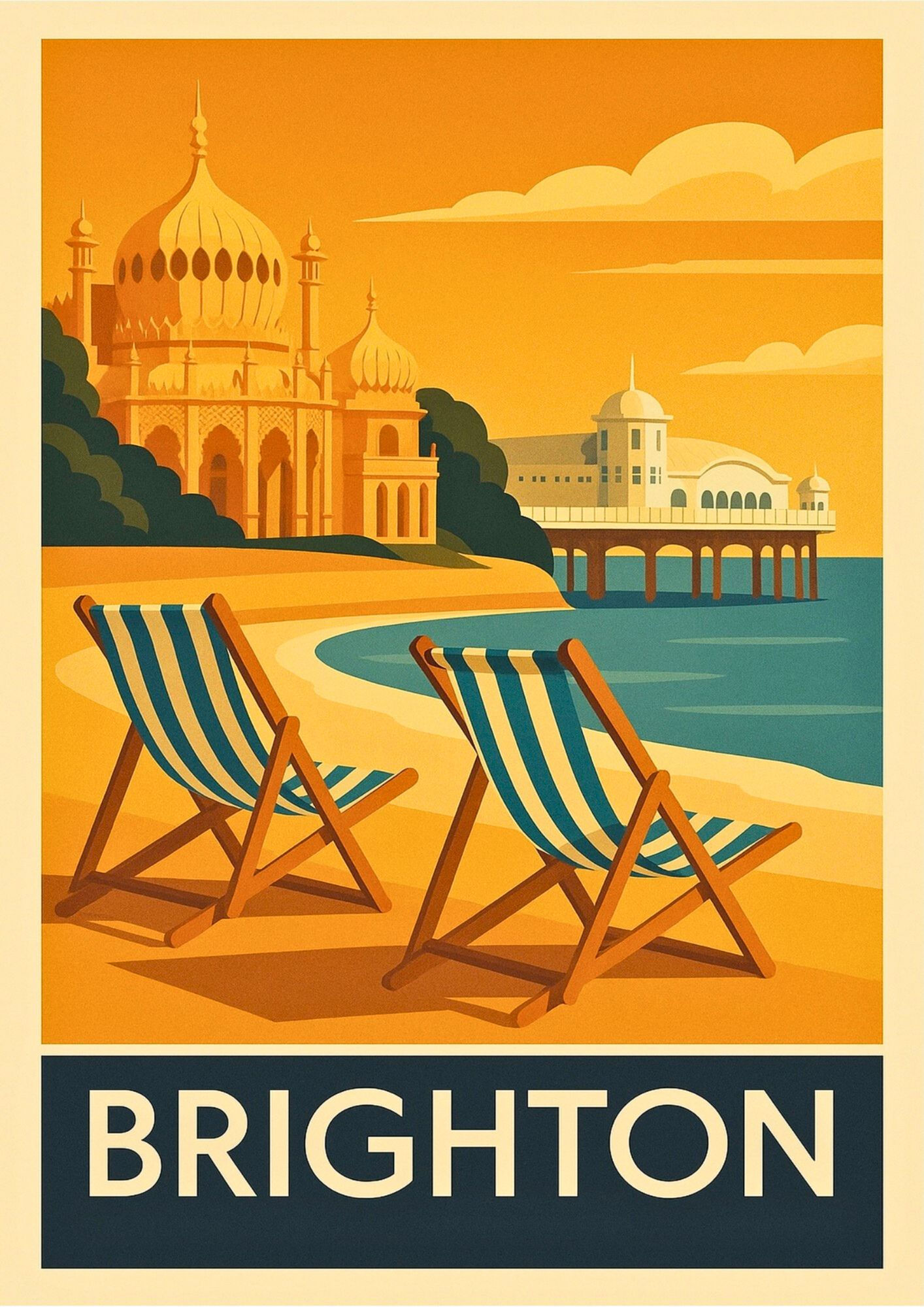 Brighton East Sussex Art Deco Style Poster / Print