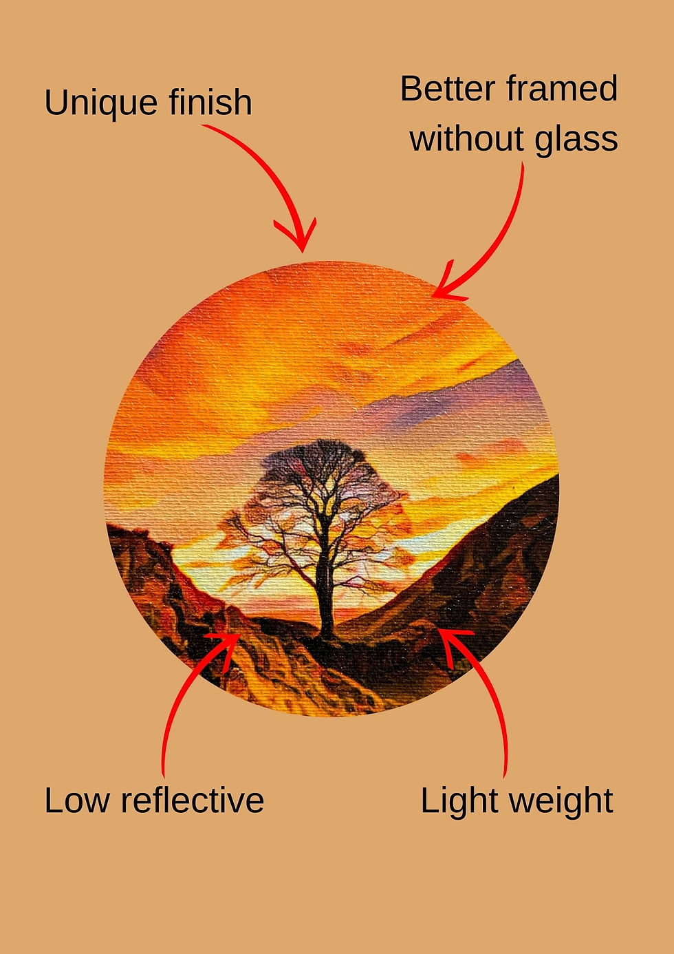 Thumbnail: Sycamore Gap Glow Limited Edition Wall Art Print In Oil Paint Effect. Edition 7