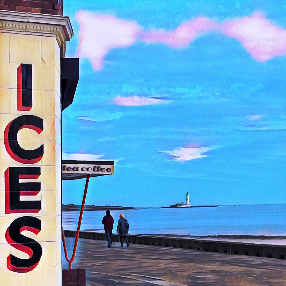 Thumbnail: Rendezvous Café Whitely Bay Mini Framed Art in Oil Paint