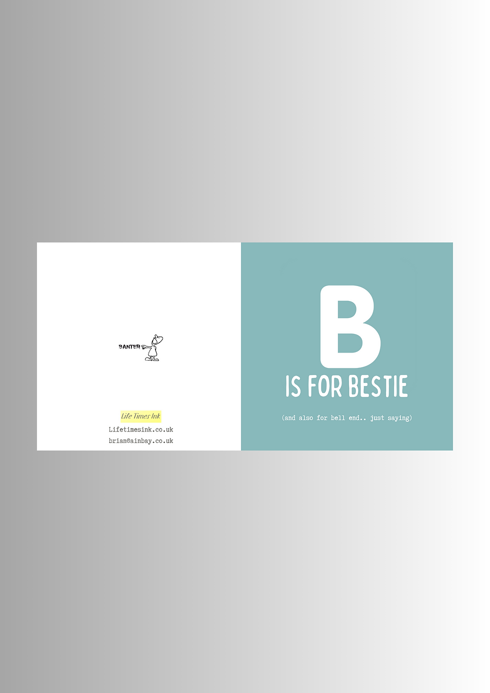 Thumbnail: B Is For Bestie And Bell End Older Funny Square Birthday Greeting Card