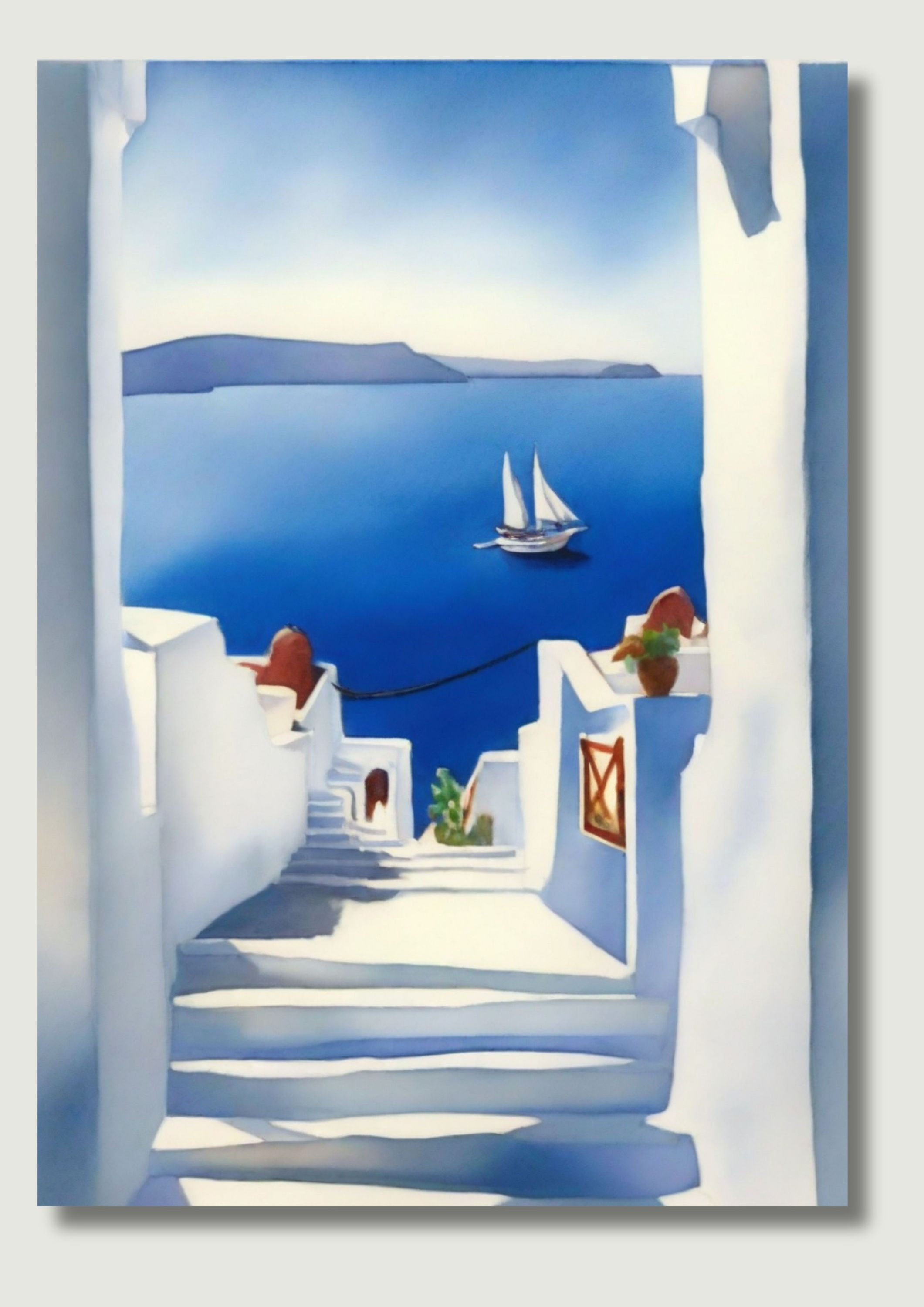 Santorini Unframed Fine Art Print In Portrait