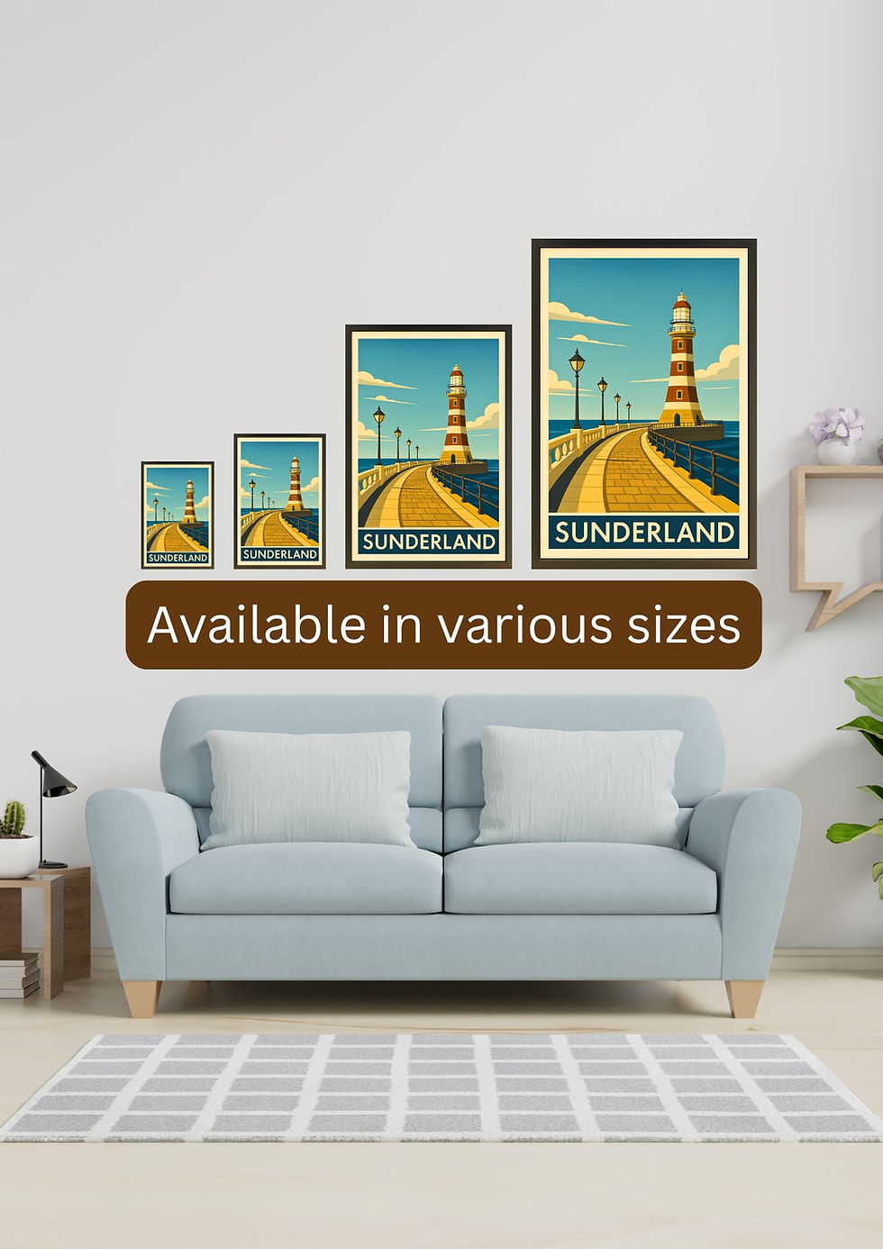 Thumbnail: Roker Pier II Sunderland Tyne & Wear Art Deco Style Poster / Print