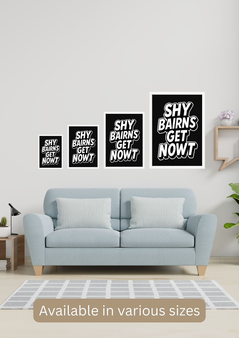 Thumbnail: Shy Bairns Get Nowt Funny Geordie Word Art Print