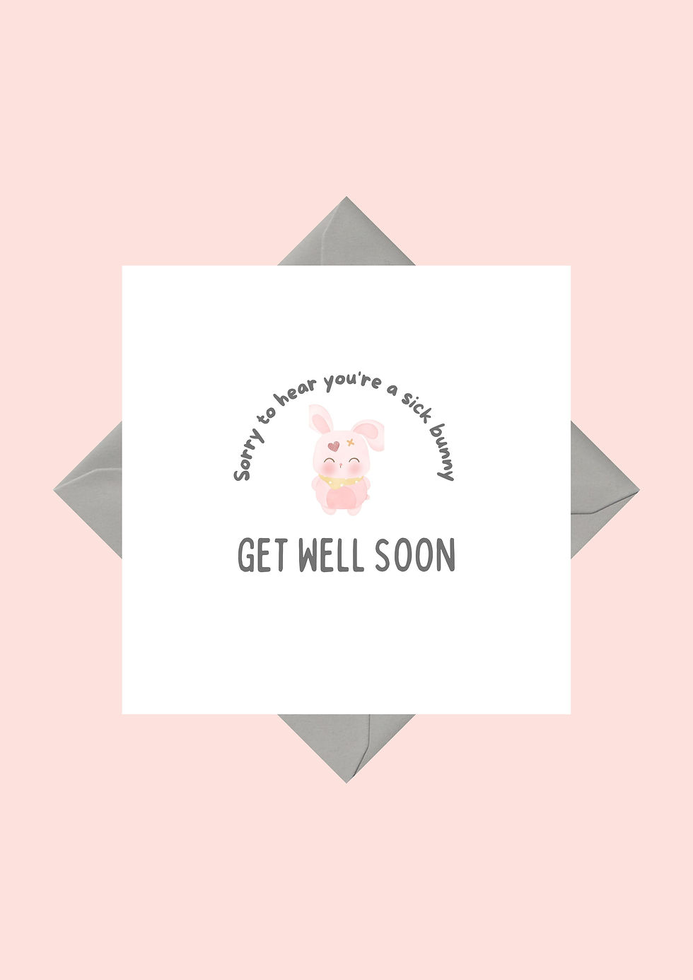 Thumbnail: Sorry To Hear You're Sick Bunny Get Well Soon Sentimental Square Greeting Card