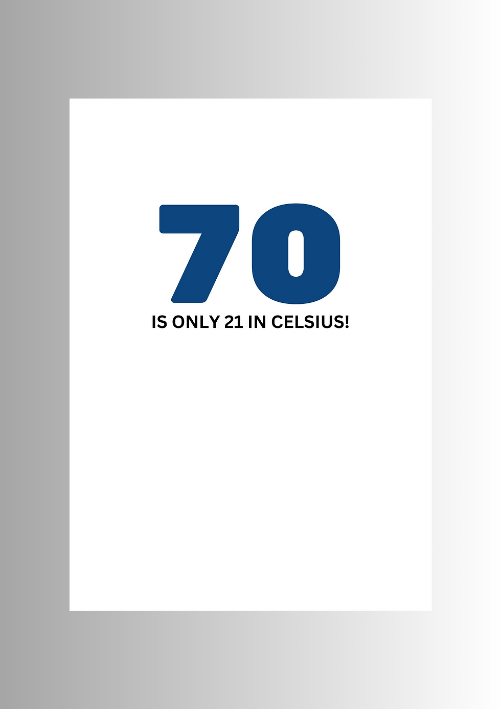 70 Is Only 21 In Celsius Greeting Card