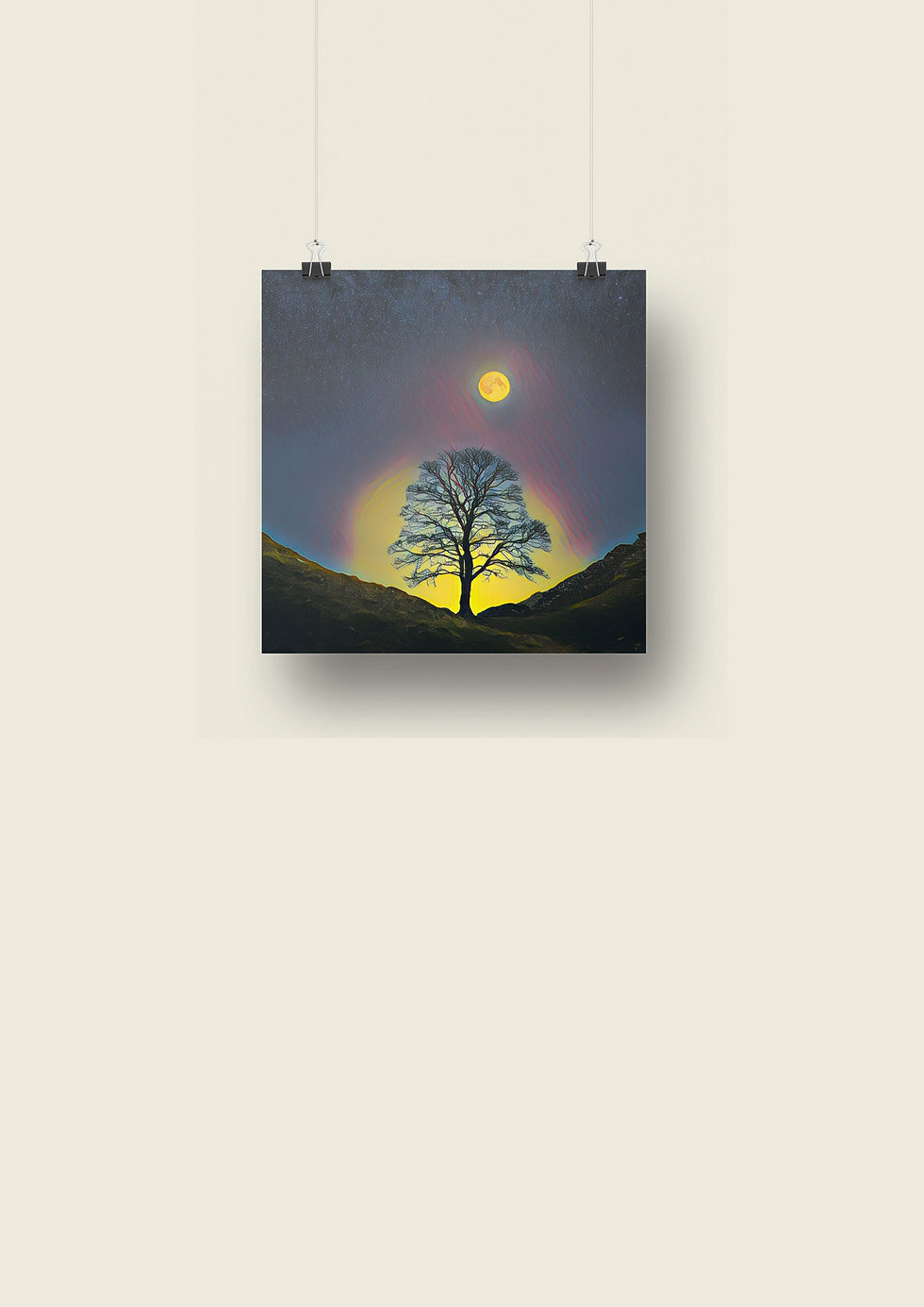 Thumbnail: Sycamore Gap Hadrian's Wall Northumberland Framed Wall Art in Oil Paint Effect