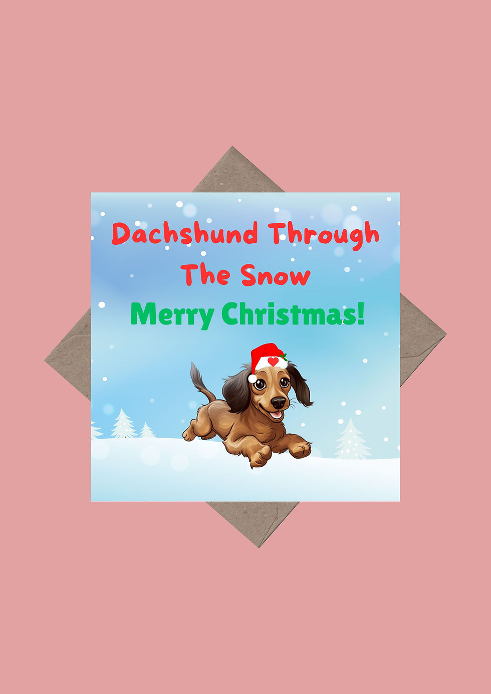 Thumbnail: Funny Cute Christmas Greeting Card Dachshund Through The Snow