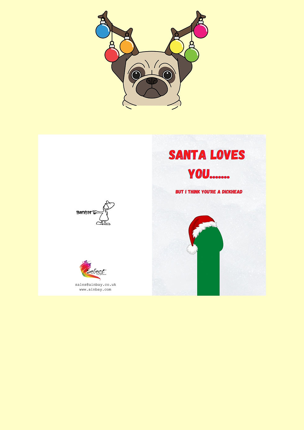 Thumbnail: Santa Loves You But I Think You're A Dickhead Funny Christmas Greeting Card