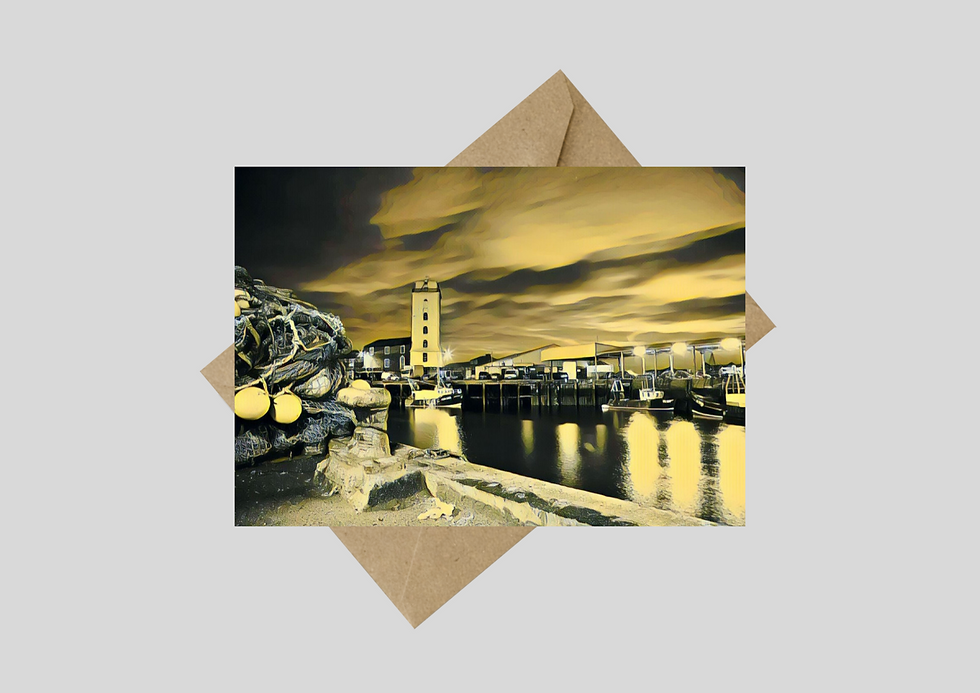 Thumbnail: North Shields Fish Quay North Tyneside At Night Greeting Card