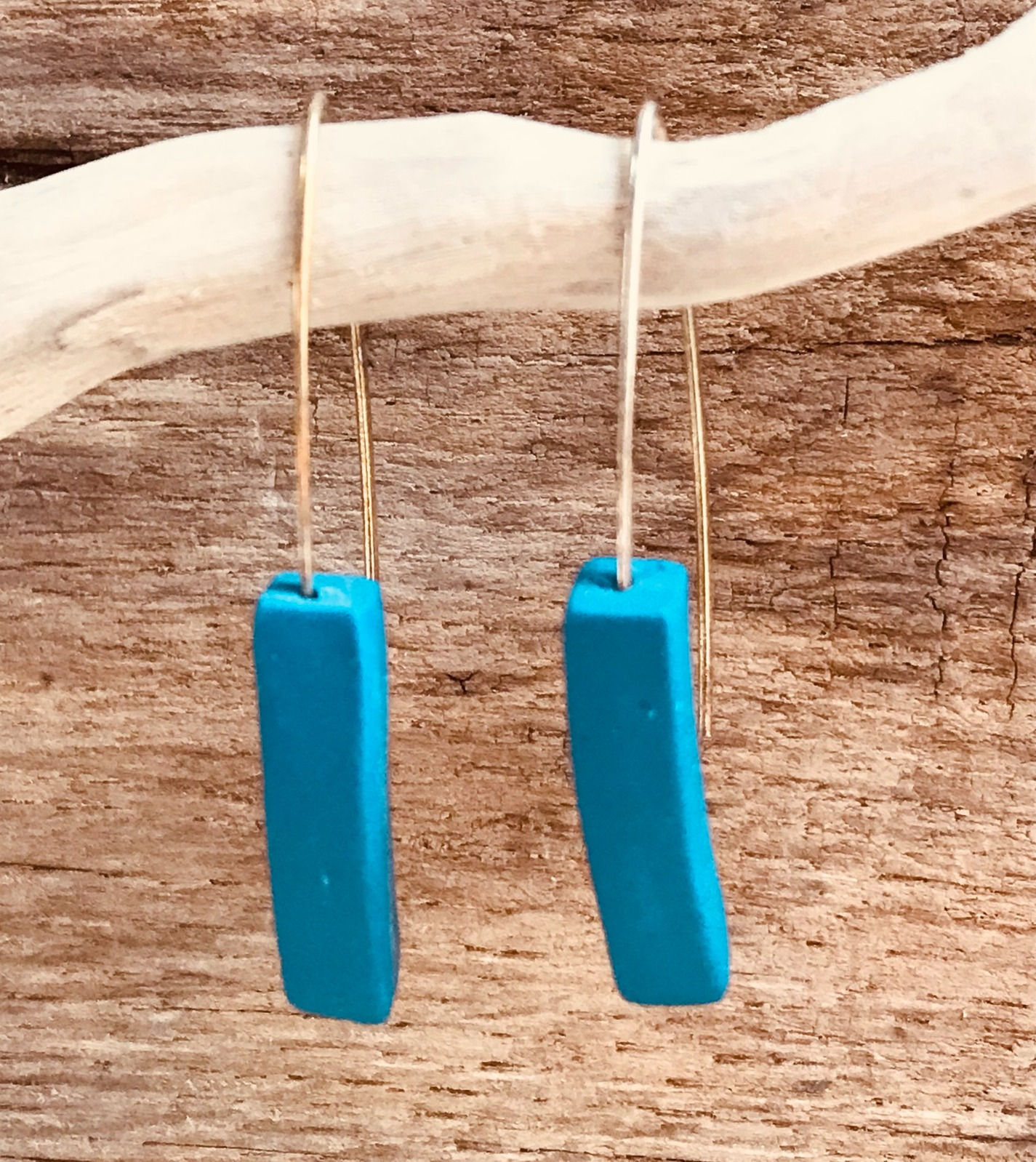 Polymer clay hanging short stick earrings
