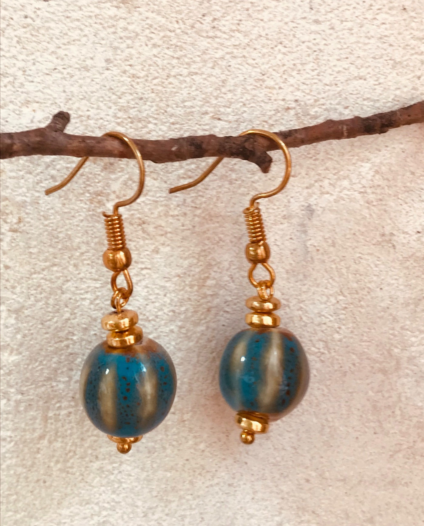 Faded turquoise ceramics beads earrings
