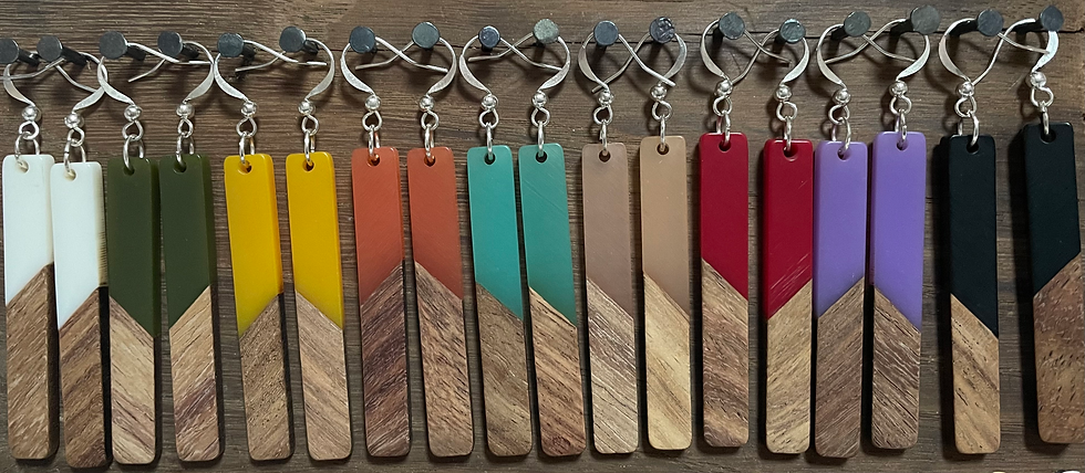 Miniature : Stick wood-resin earrings