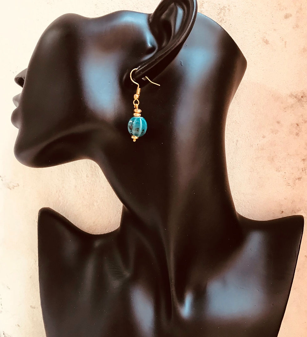 Miniatura: Turquoise ceramics beads earrings