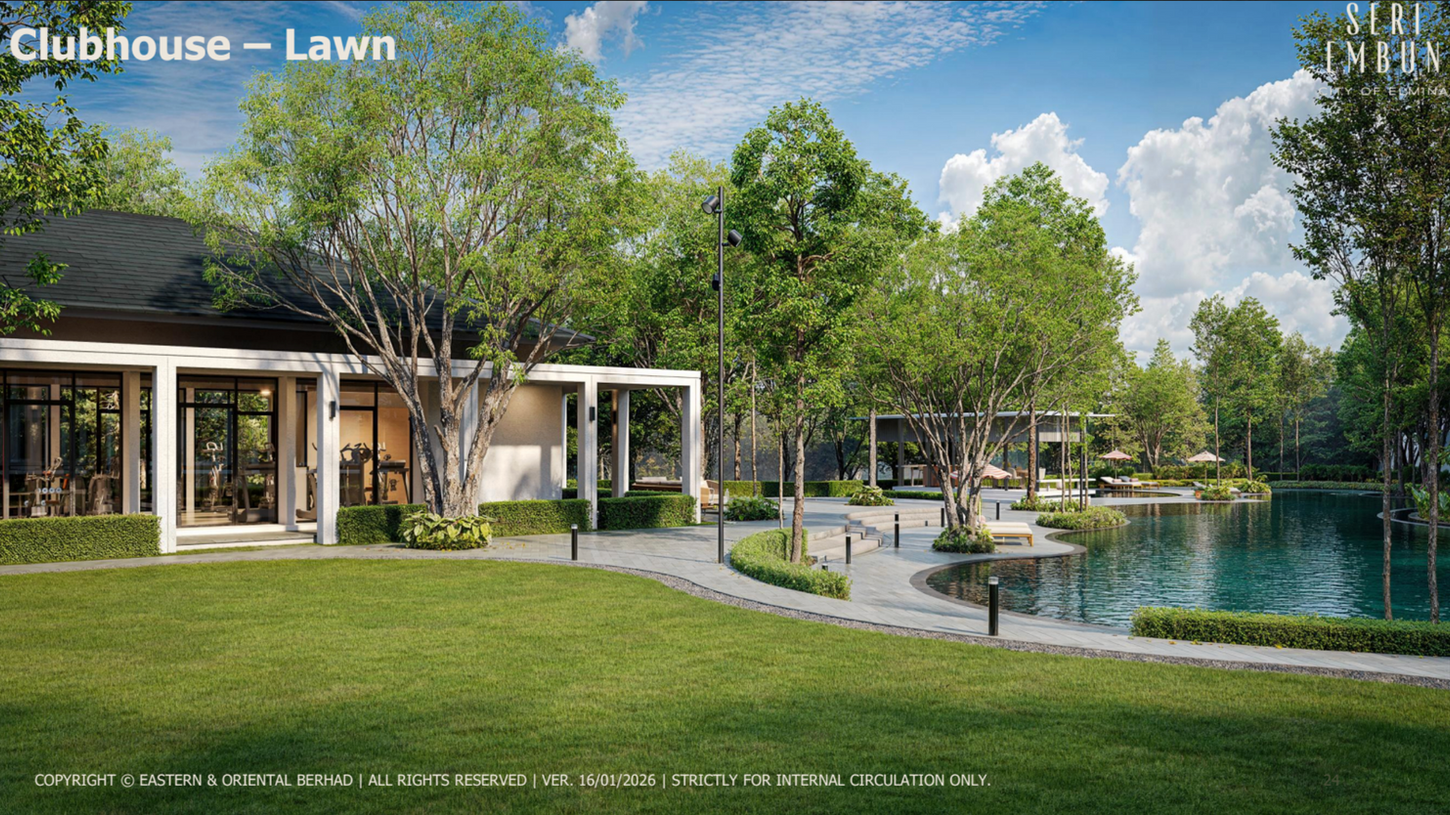 Clubhouse lawn and lake facilities at Seri Embun City of Elmina Shah Alam