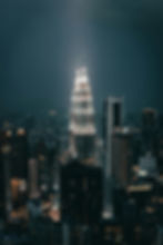 Kuala Lumpur skyscraper lit up at night