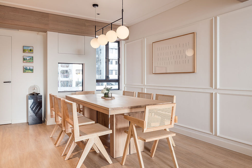 Dining room with minimalist wall art