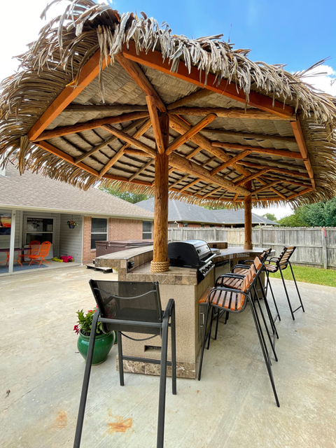 Synthetic thatch roof replacement for Texas tiki huts