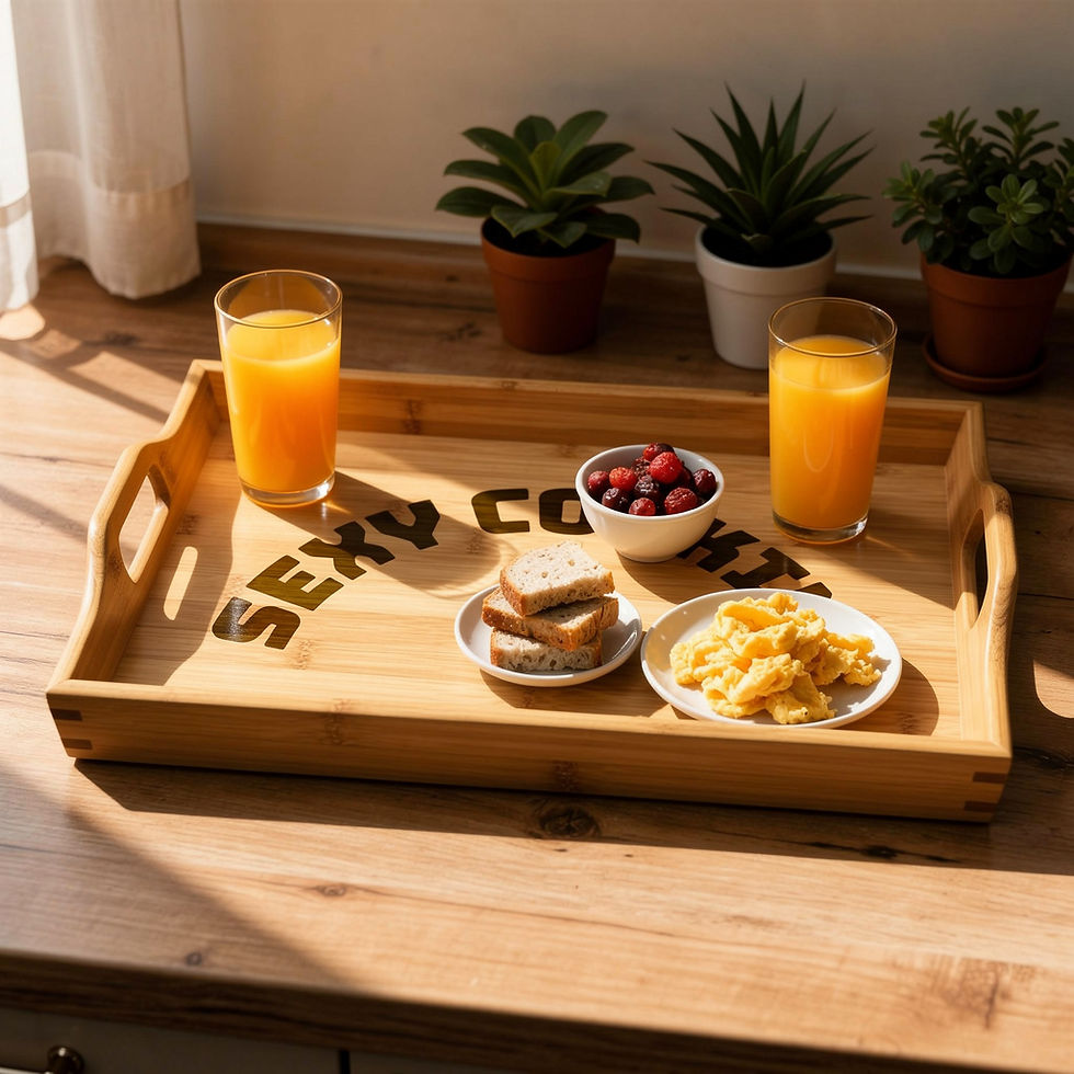 Thumbnail: "SEXY COOKING" engraved bamboo serving tray- perfect for your kitchen
