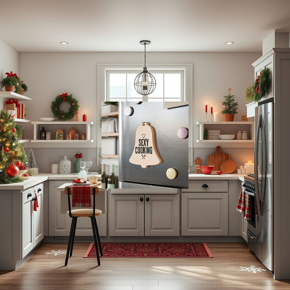 Thumbnail: "Sexy Cooking" Wooden Bell Ornament -Let the bell dangle from a silky red ribbon