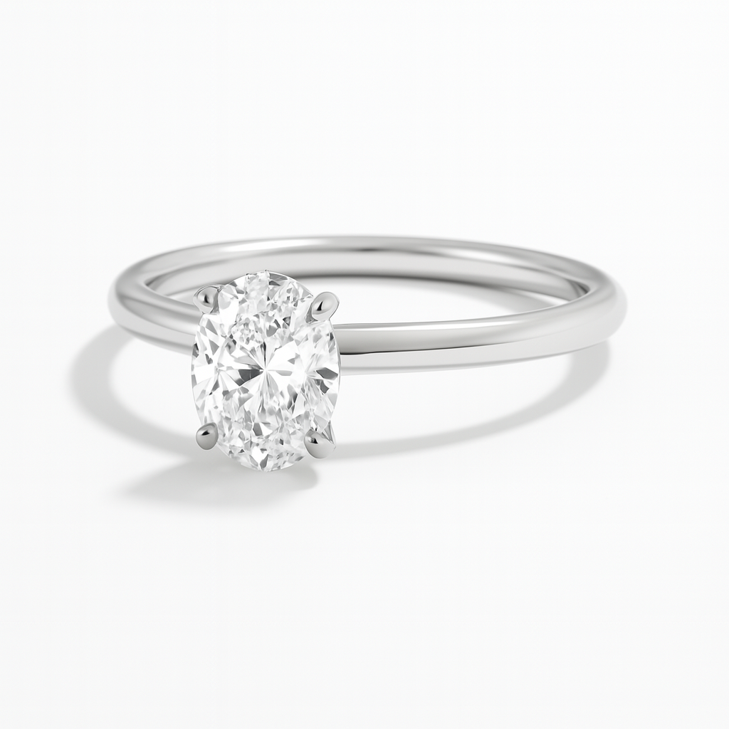 טבעת חלקה | יהלום אובל 1 קראט IGI CVD