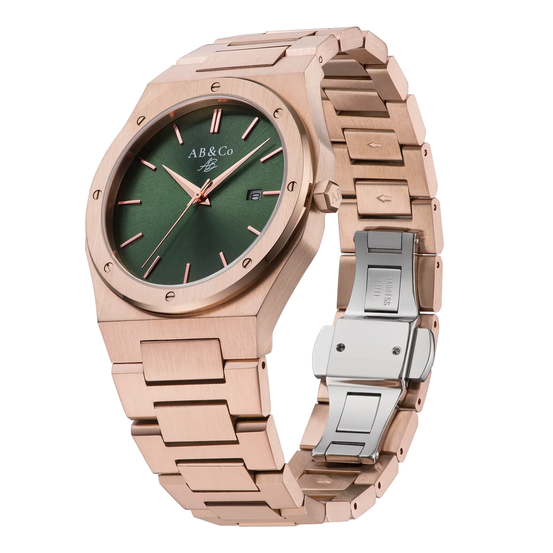 שעון רוז גולד & ירוק - Mayfair