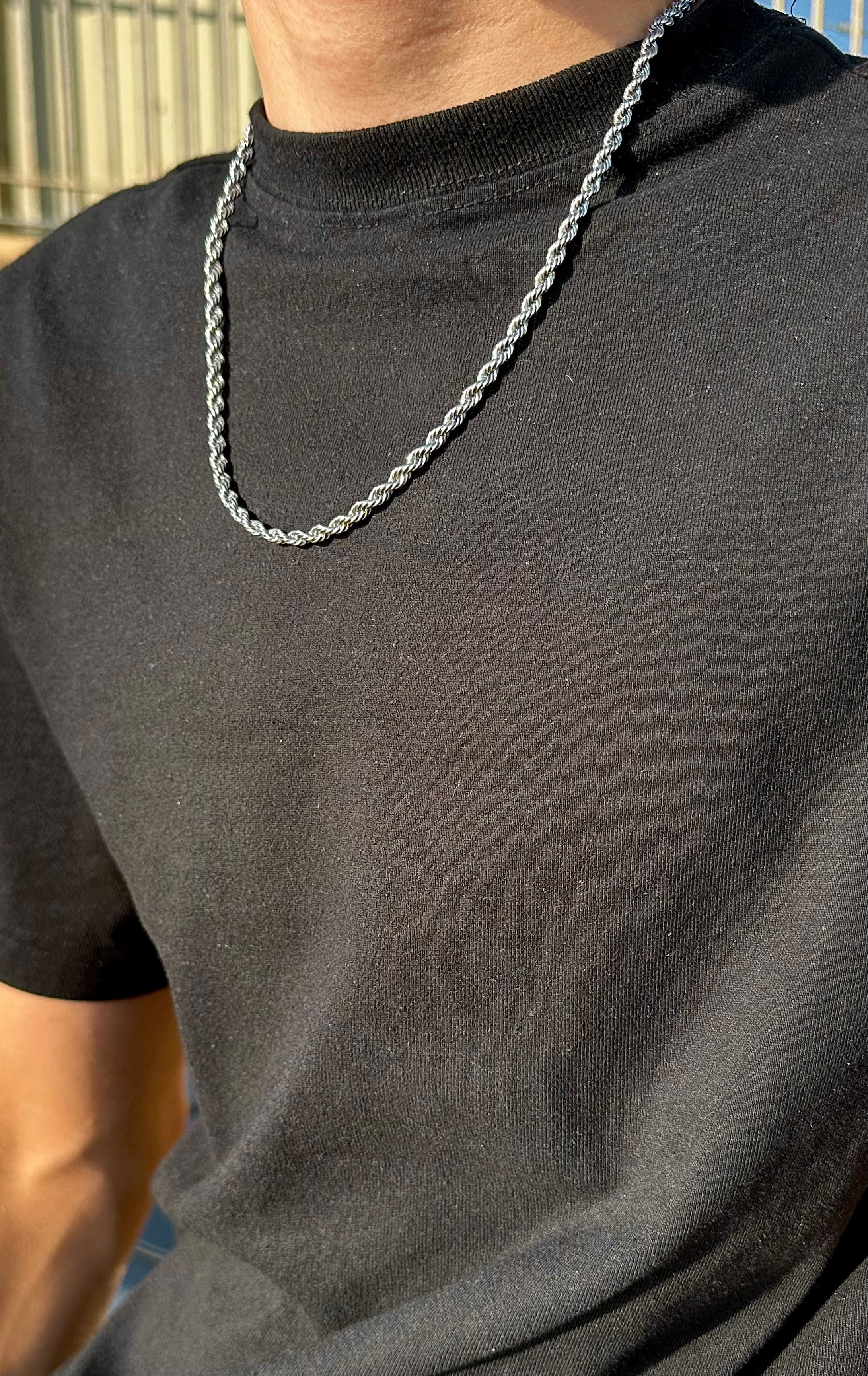 שרשרת חבל כסוף לגבר - סטיל