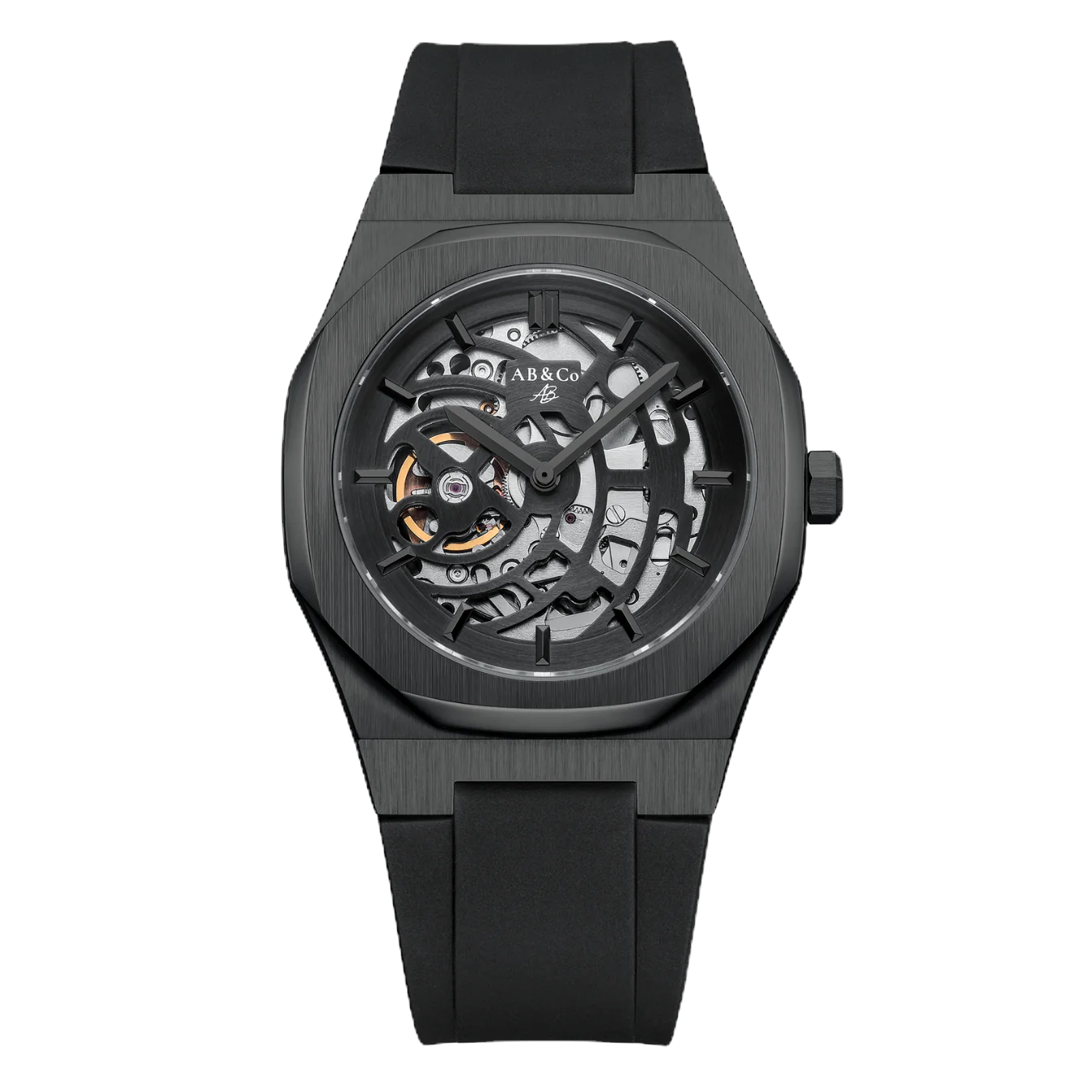 שעון מכני שחור רצועת גומי - Richmond