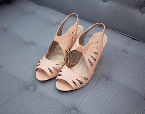 Apricot cutout high heels top view