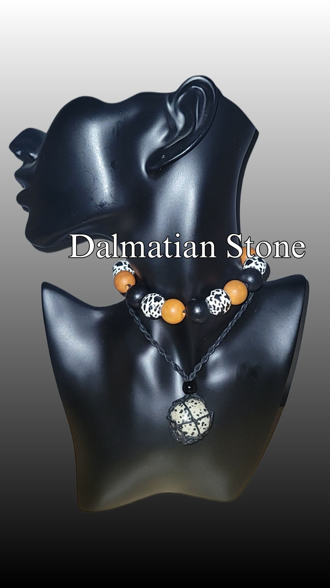 Dalmatian Stone Crystal in Cage with Bracelet 