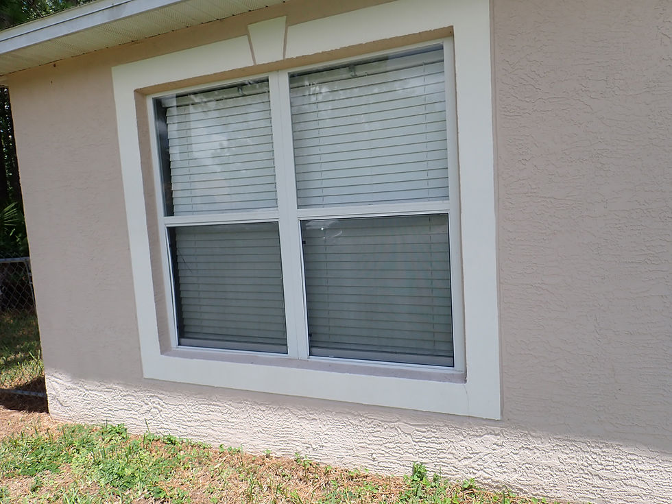 Close-up view of impact-resistant window installed on a house