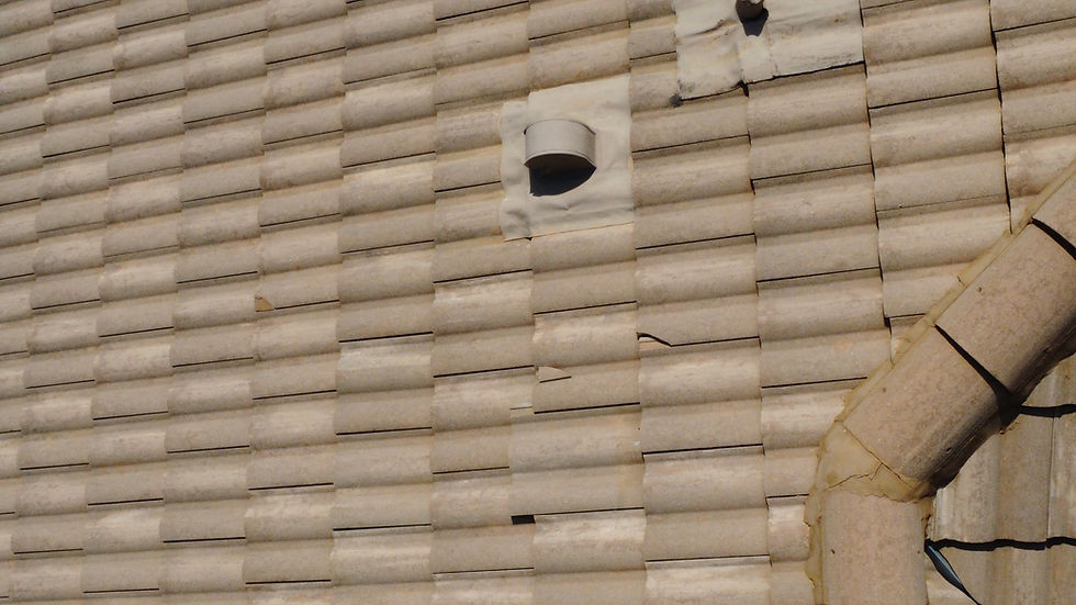 Typical damage to a clay tile roof in Florida