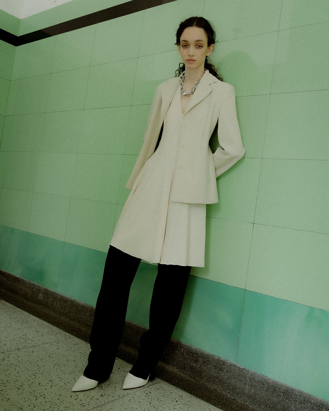 Cara Brown and Anastasiia Diuval shot by Paulina Pellowska and styled by Amanda Blackwood. Fashion from Burberry, Versace, Prada, Jil Sander, Mugler, Diane von Furstenberg, Off-White, Carven, Armani and Gucci